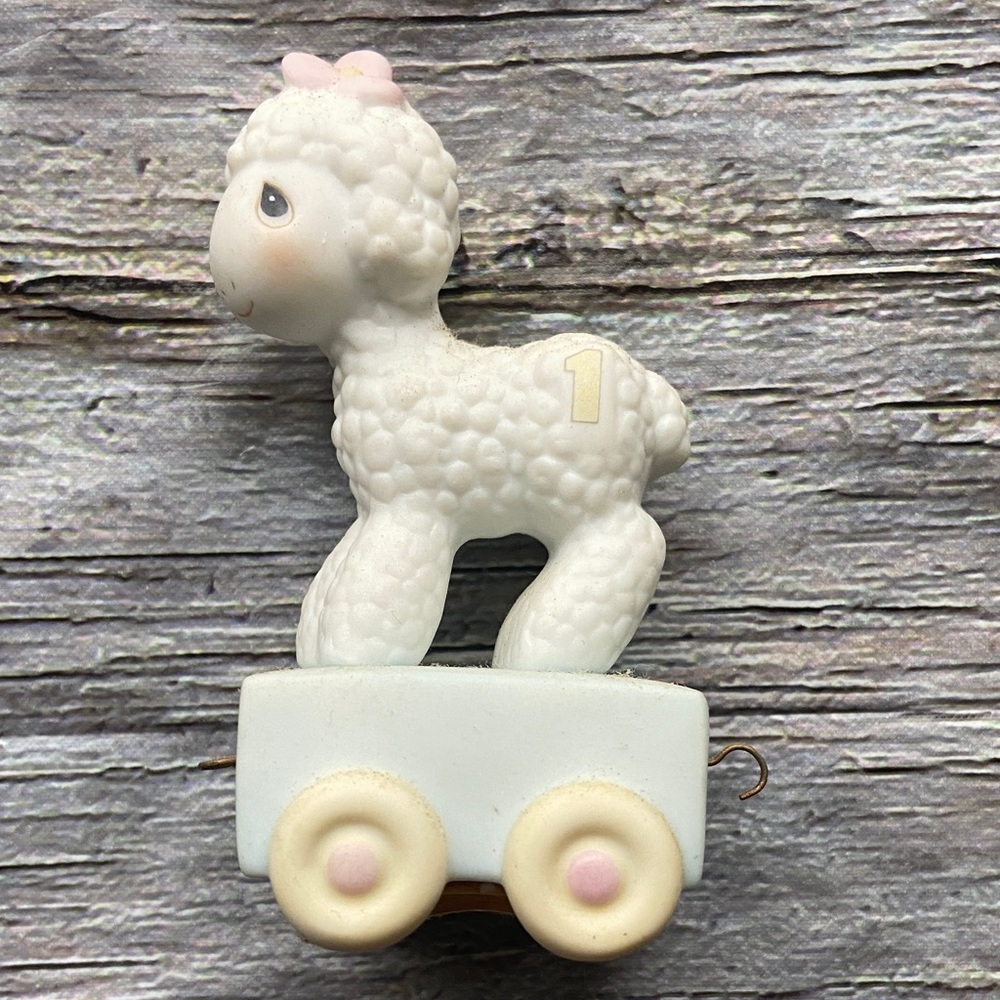 Vintage Precious Moments Birthday Train 1st Birthday White Lamb with Box